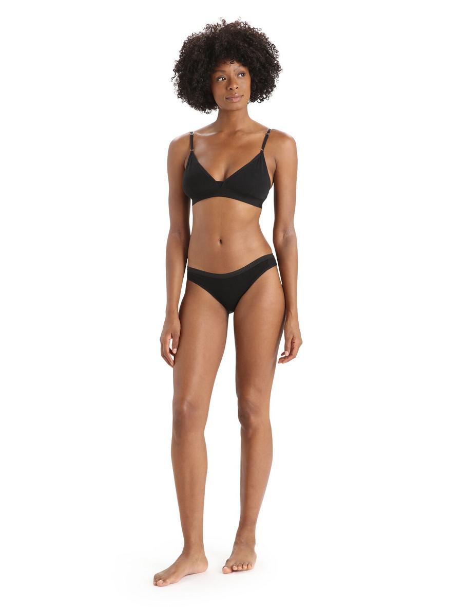 Black Women's Icebreaker Merino Siren Bikini Briefs 3 Pack Underwear | USA 1692FDNM